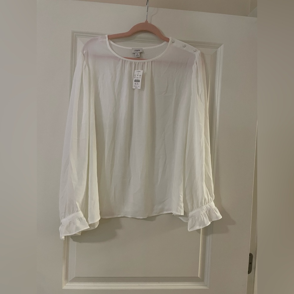 NEW Sheer white jcrew blouse